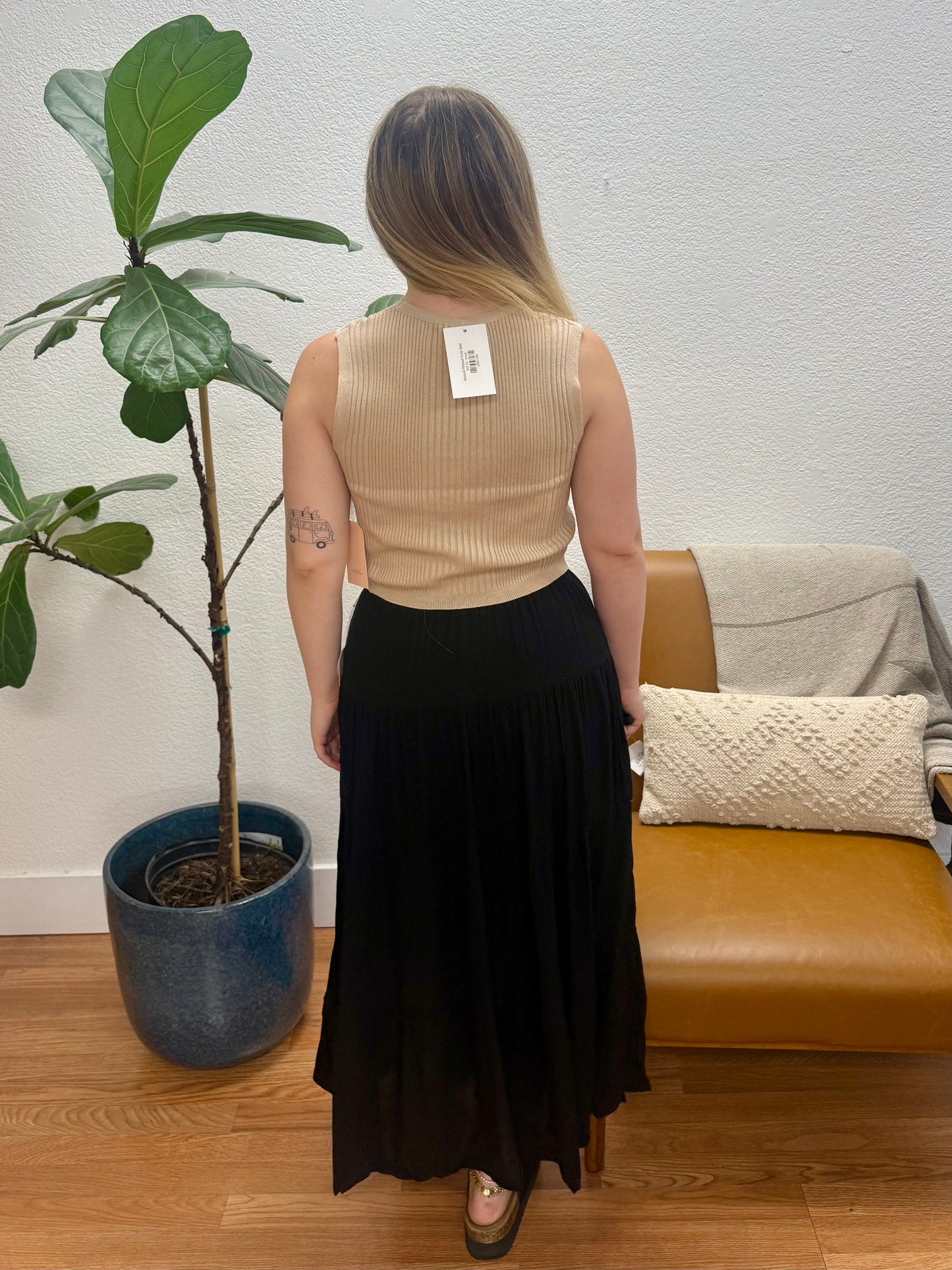 Natural Ribbed Crop Vest