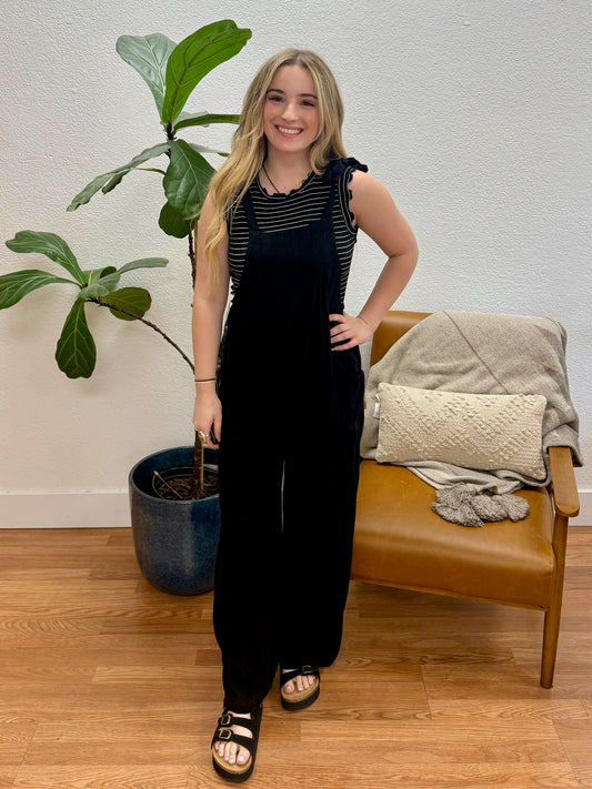 Black Self Tie Jumpsuit