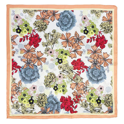 Earthy Floral Garden Printed Square Silky Satin Scarf: CO
