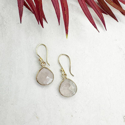 Gold Plated Rose Quartz Earrings