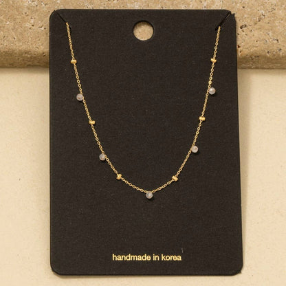 Blush Dainty Mix Bead Charm Necklace - Terra Cottage