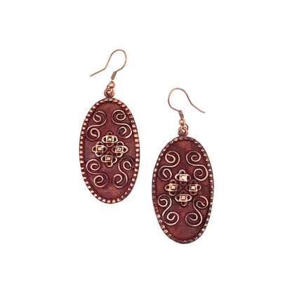 Copper Patina Earrings Burgundy