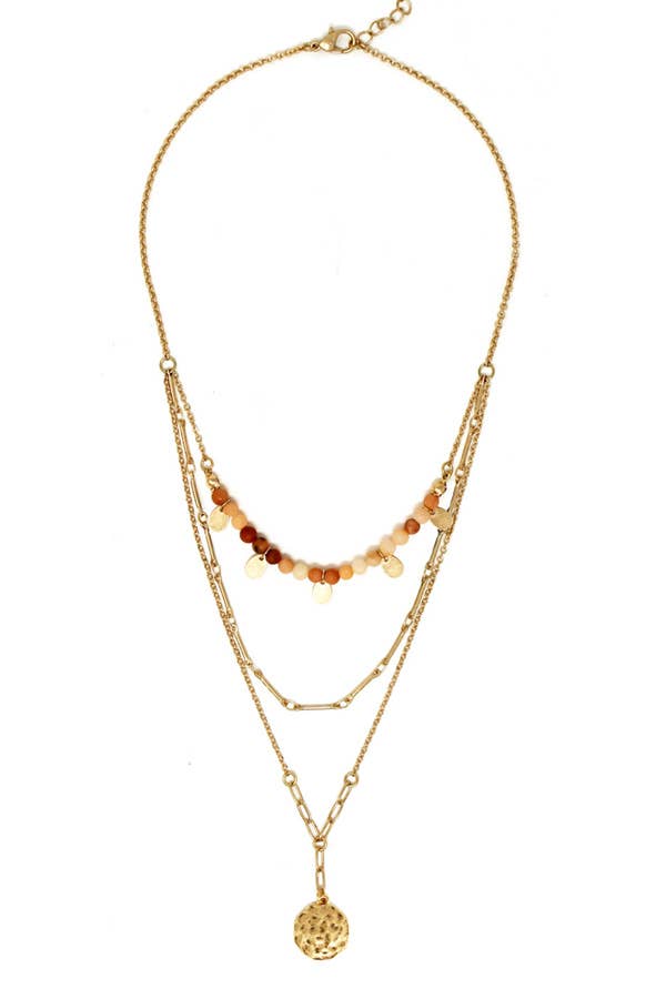 Triple Layer Semi Precious Stone Necklace