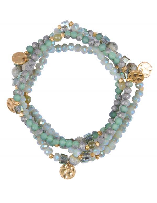 Multi Strand Bracelet Blue Tone