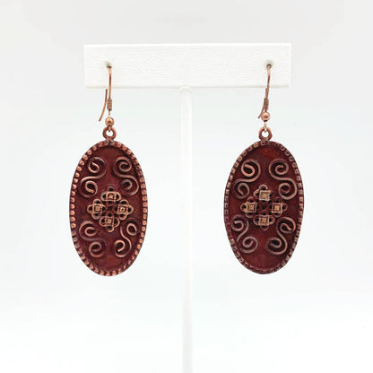 Copper Patina Earrings Burgundy