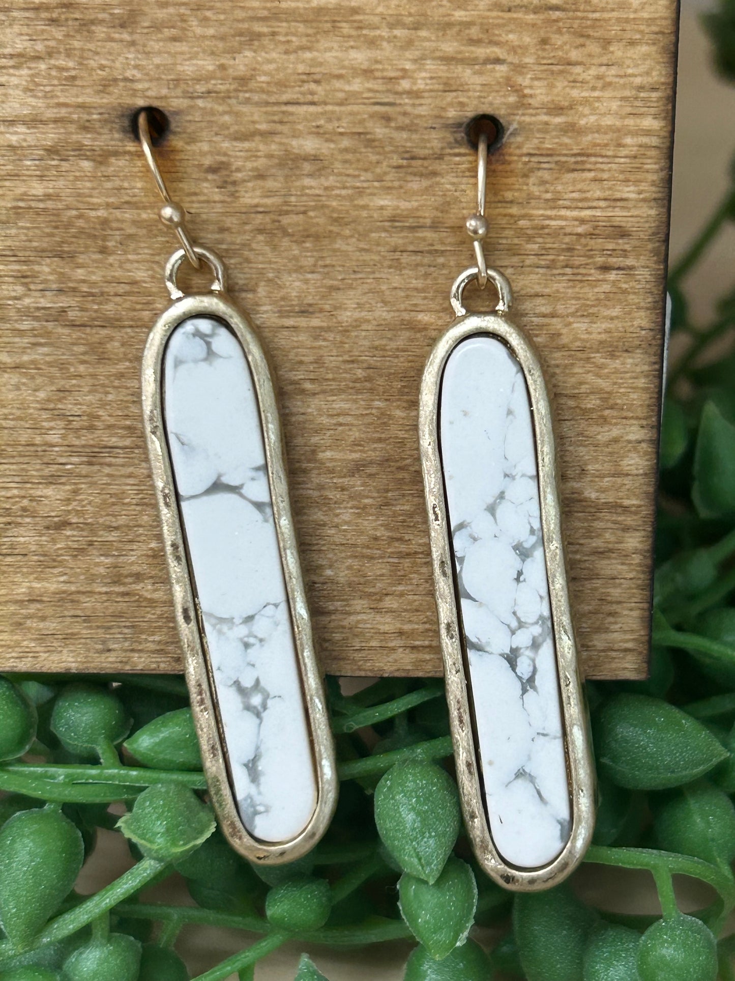 Metal Bar Stone Earrings