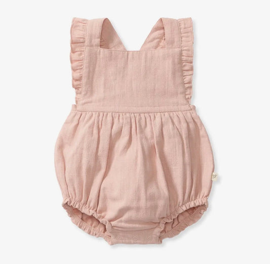 Girls Pink Check Baby Romper