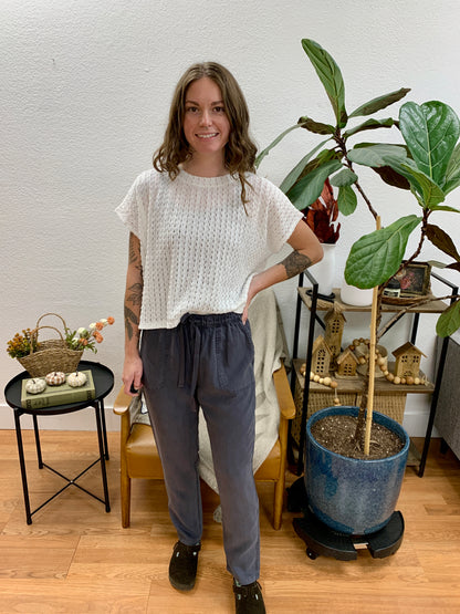 Charcoal Tencel Tapered Pants