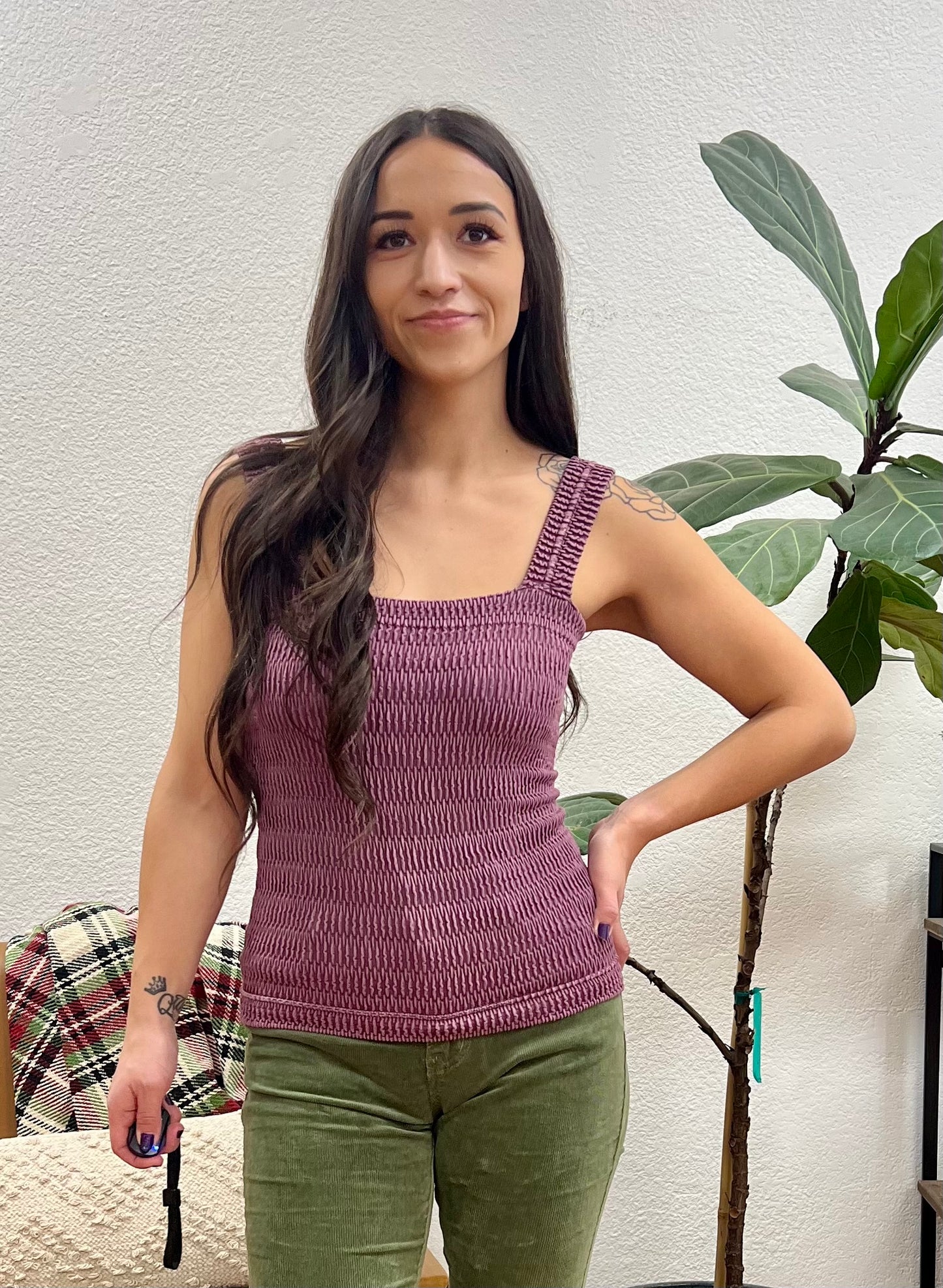 Plum Stone Washed Tank