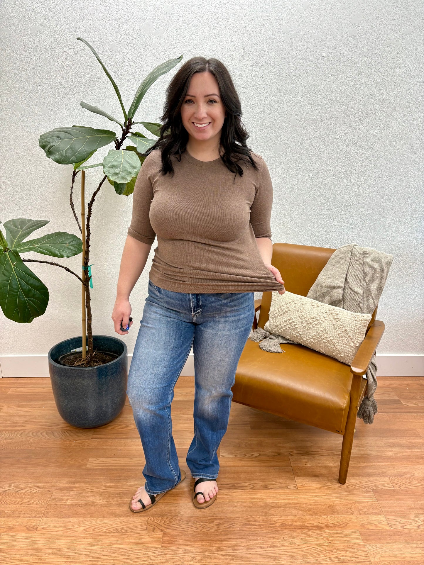 Cocoa Modal Ribbed Top