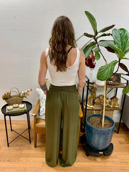 Olive Wide Smock Pants - Terra Cottage