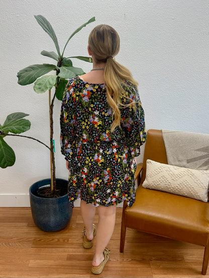 Navy Floral Tie Dress