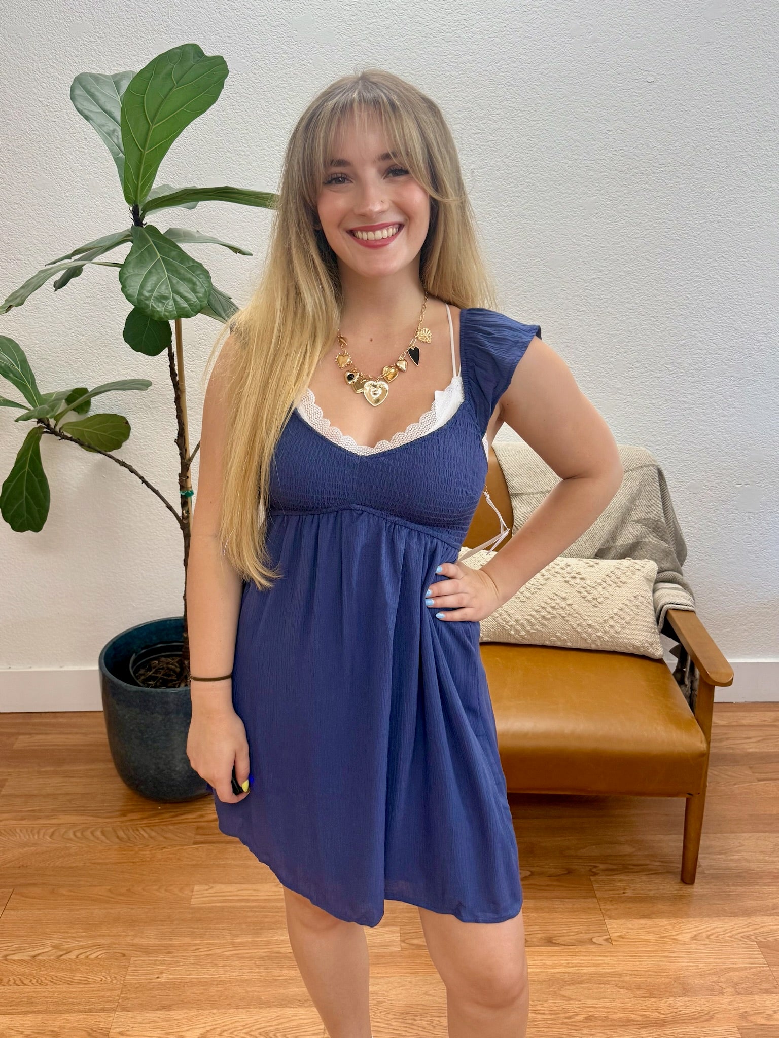 Dark Denim Smock Dress Medium Dark Denim Smock Dress Medium