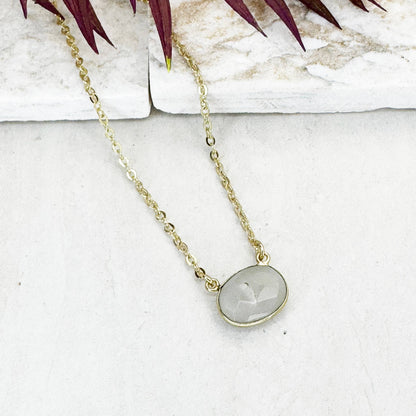 Gold Plated Necklace - Moonstone