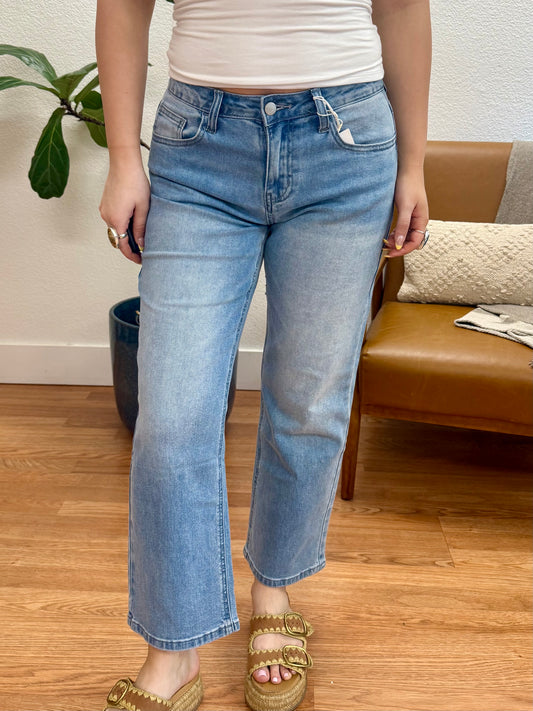 Rubies + Honey High Rise Cropped Wide Leg Jeans