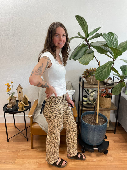 Risen Leopard Ankle Jeans
