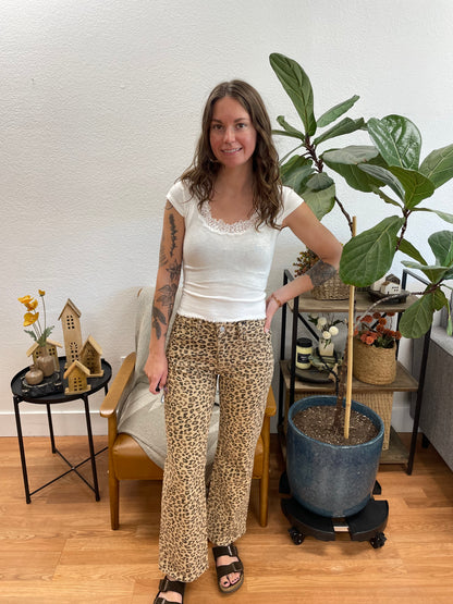 Risen Leopard Ankle Jeans