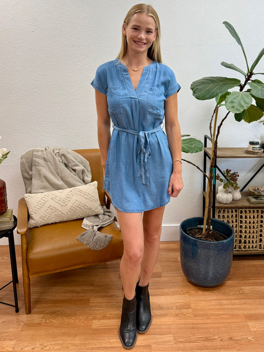 Chambray Belted Dress