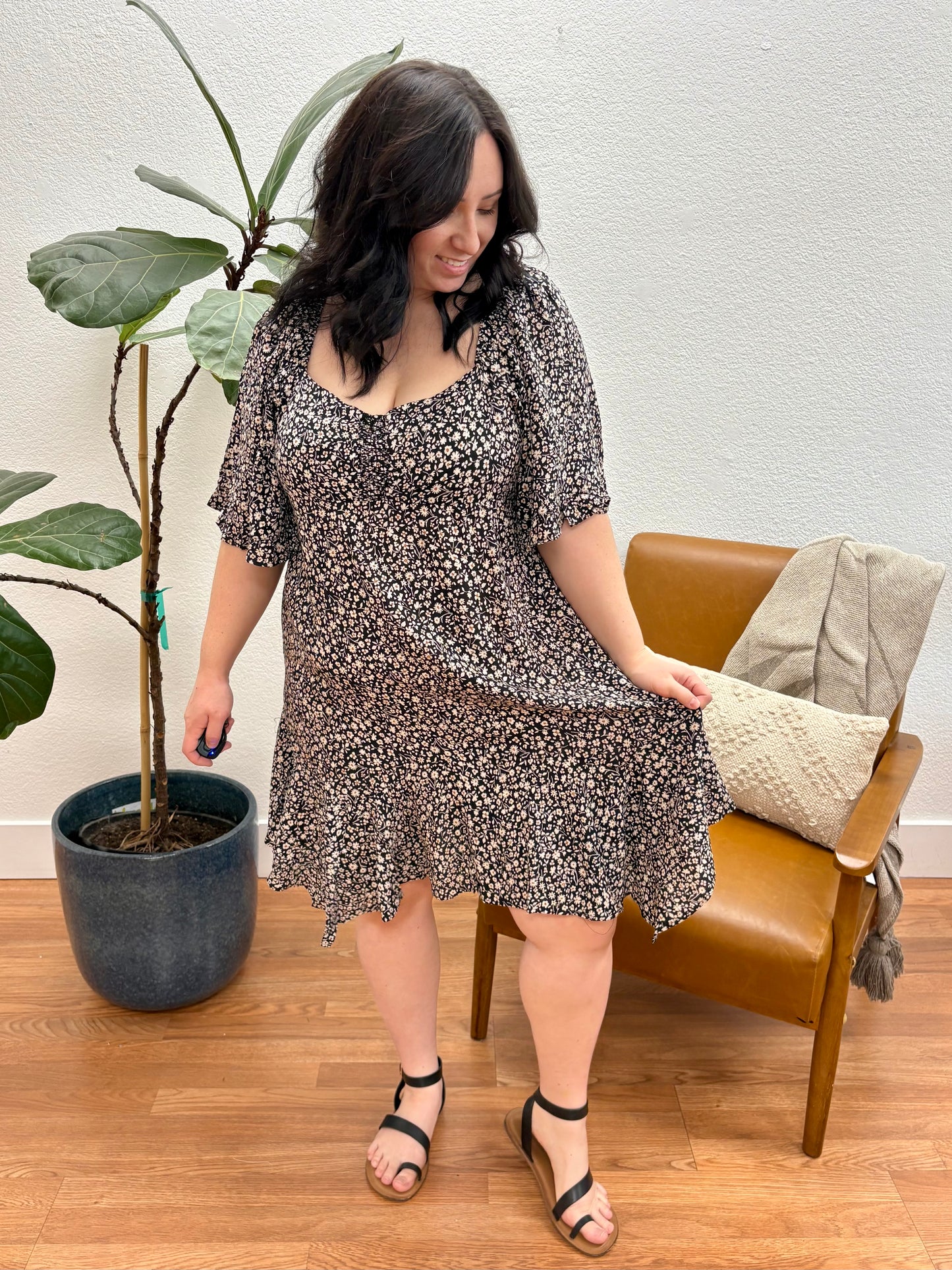Black Hanky Hem Dress