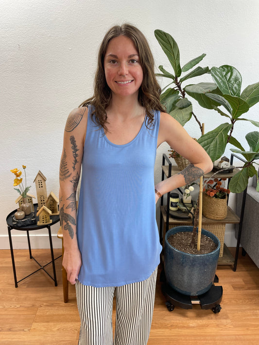 Indigo Sleeveless Scoop Neck Top