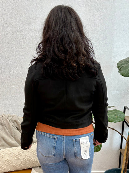 Black Flat Pocket Zip Up Jacket