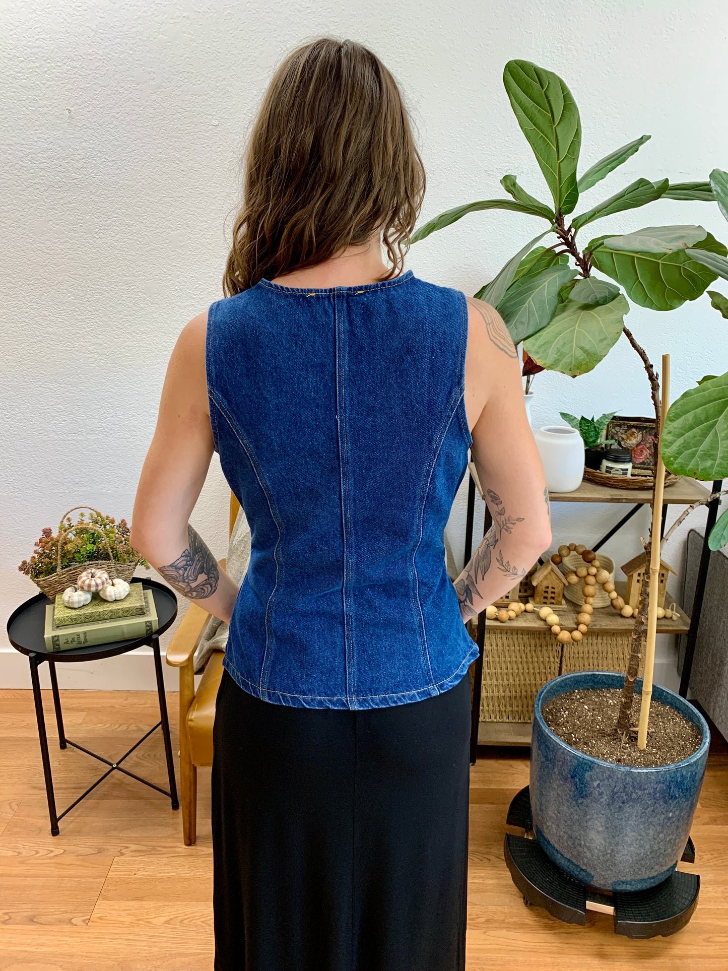 Dark Denim Crew Neck Vest