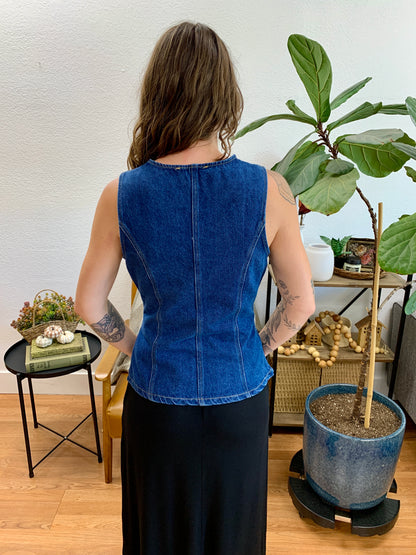Dark Denim Crew Neck Vest