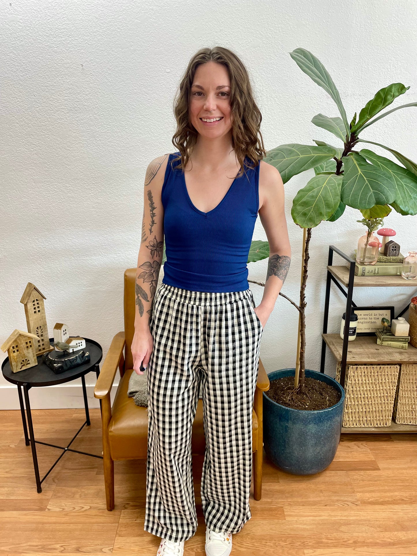 Black Gingham Casual Pants - Terra Cottage