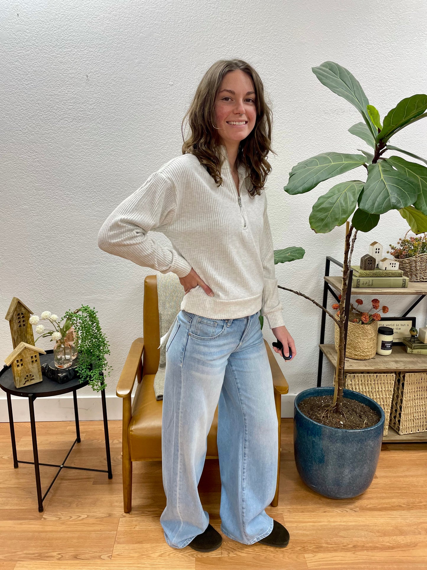 RISEN Slouchy Light Wash Wide Leg Jeans - Terra Cottage