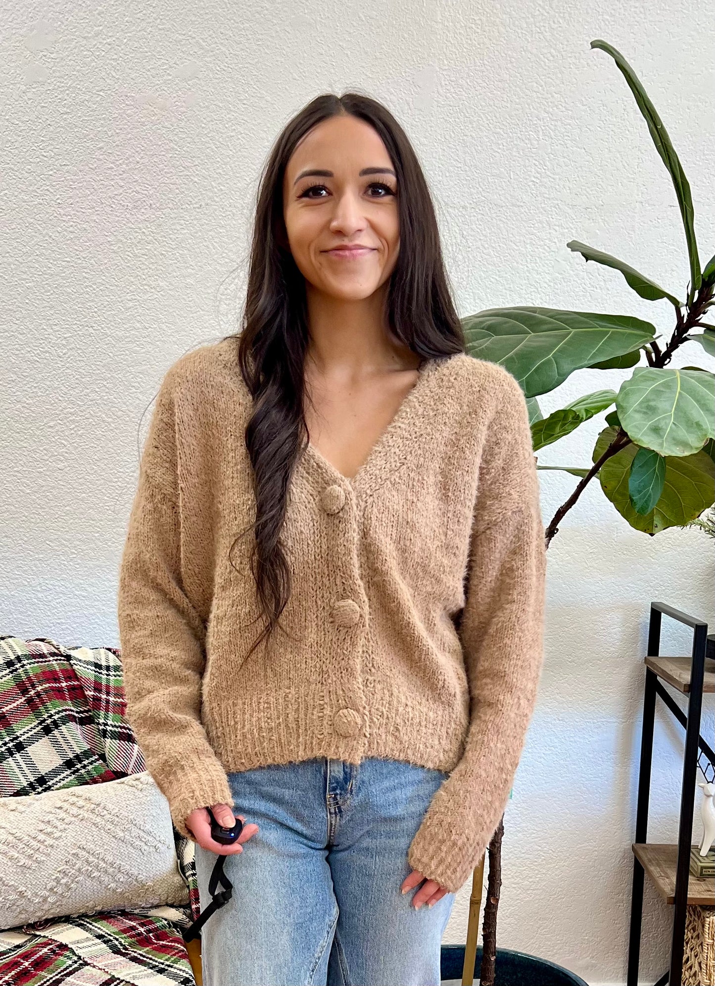 Brown Cozy Button Up Sweater