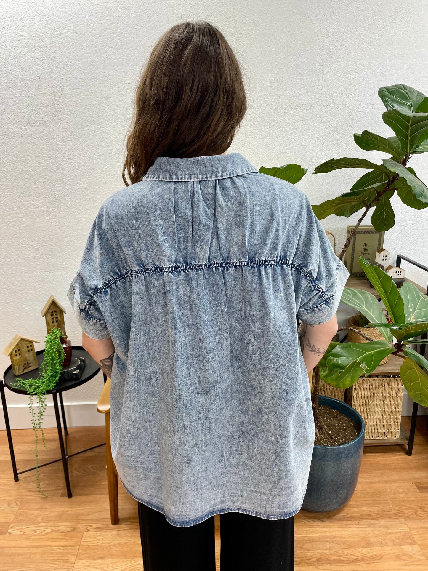 Indigo Oversized Chambray Top