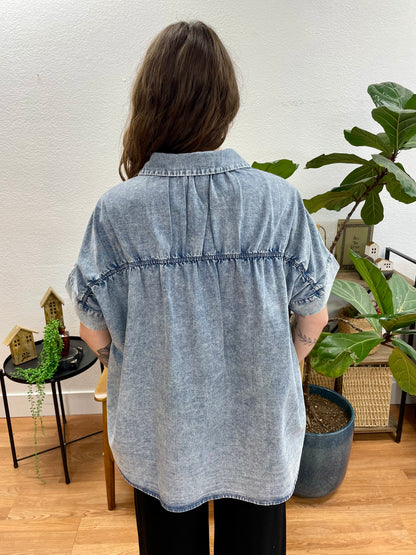 Indigo Oversized Chambray Top