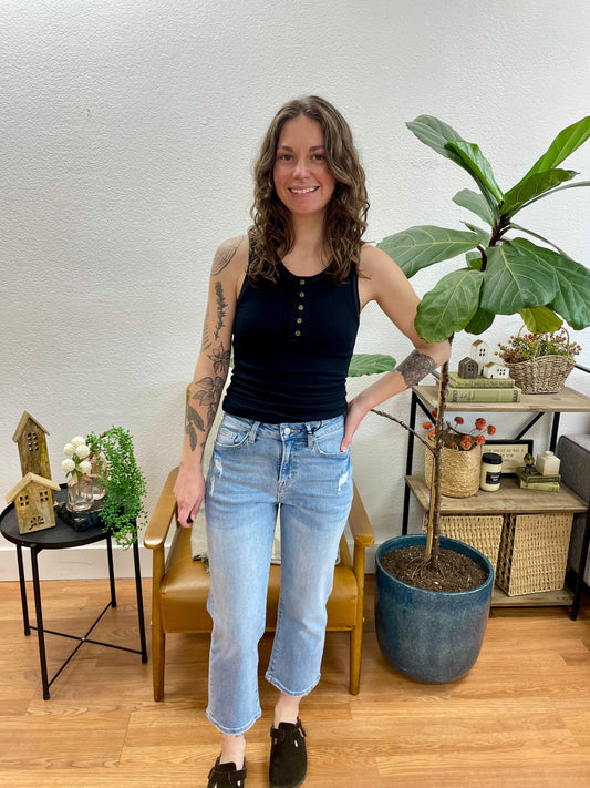 Mica High Rise Straight Crop Jeans