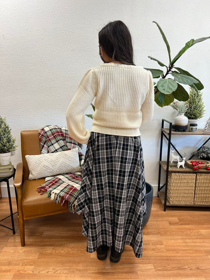 Plaid Scarf Hem Skirt