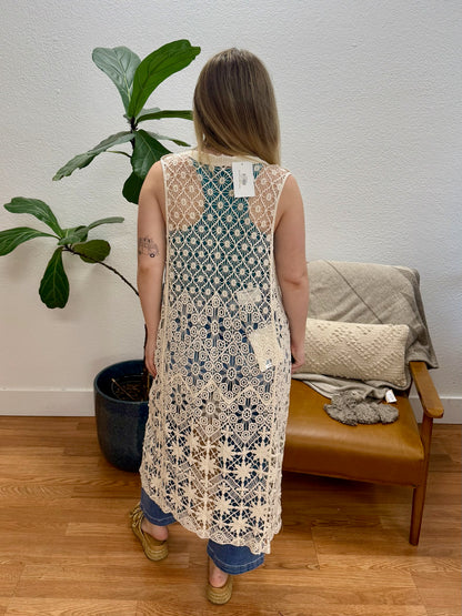 Natural Longline Crochet Vest
