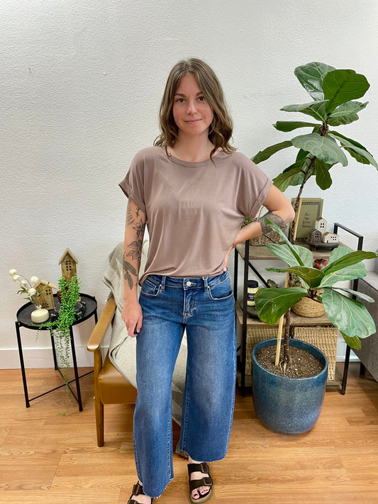 Risen Dark Wash Slouchy Cropped Barrel Jeans