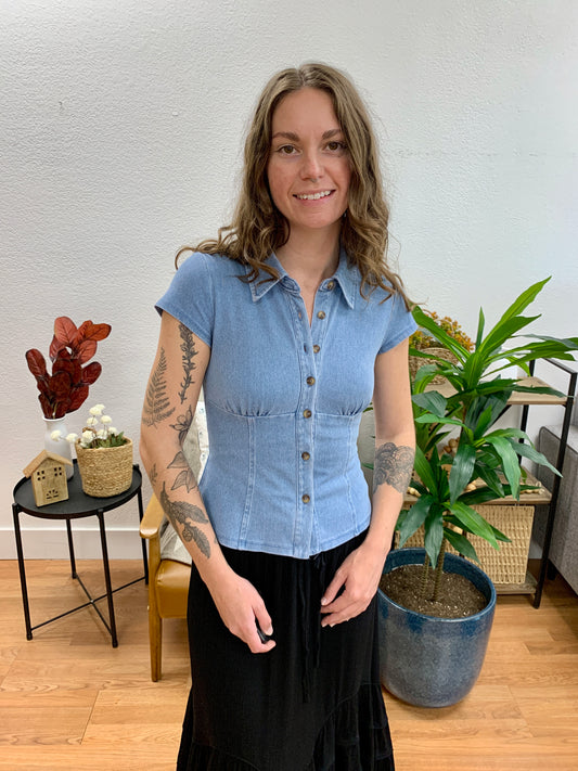 Denim Cinched Top