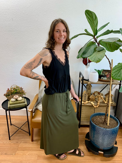 Olive Smocked Skirt
