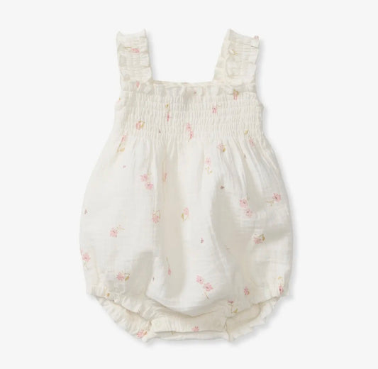 Girls Floral Muslin Baby Romper
