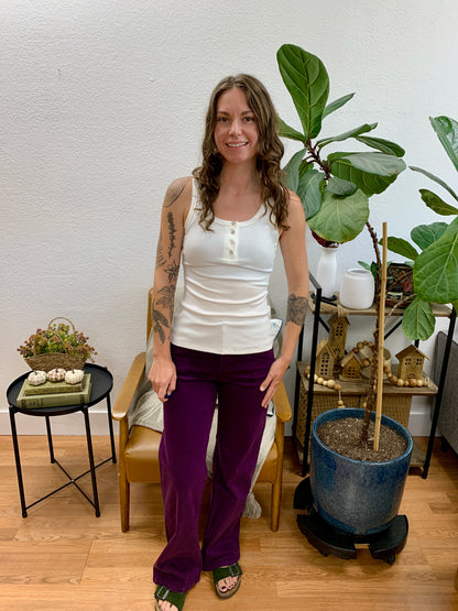 Mica Plum High Rise Wide Leg Jeans