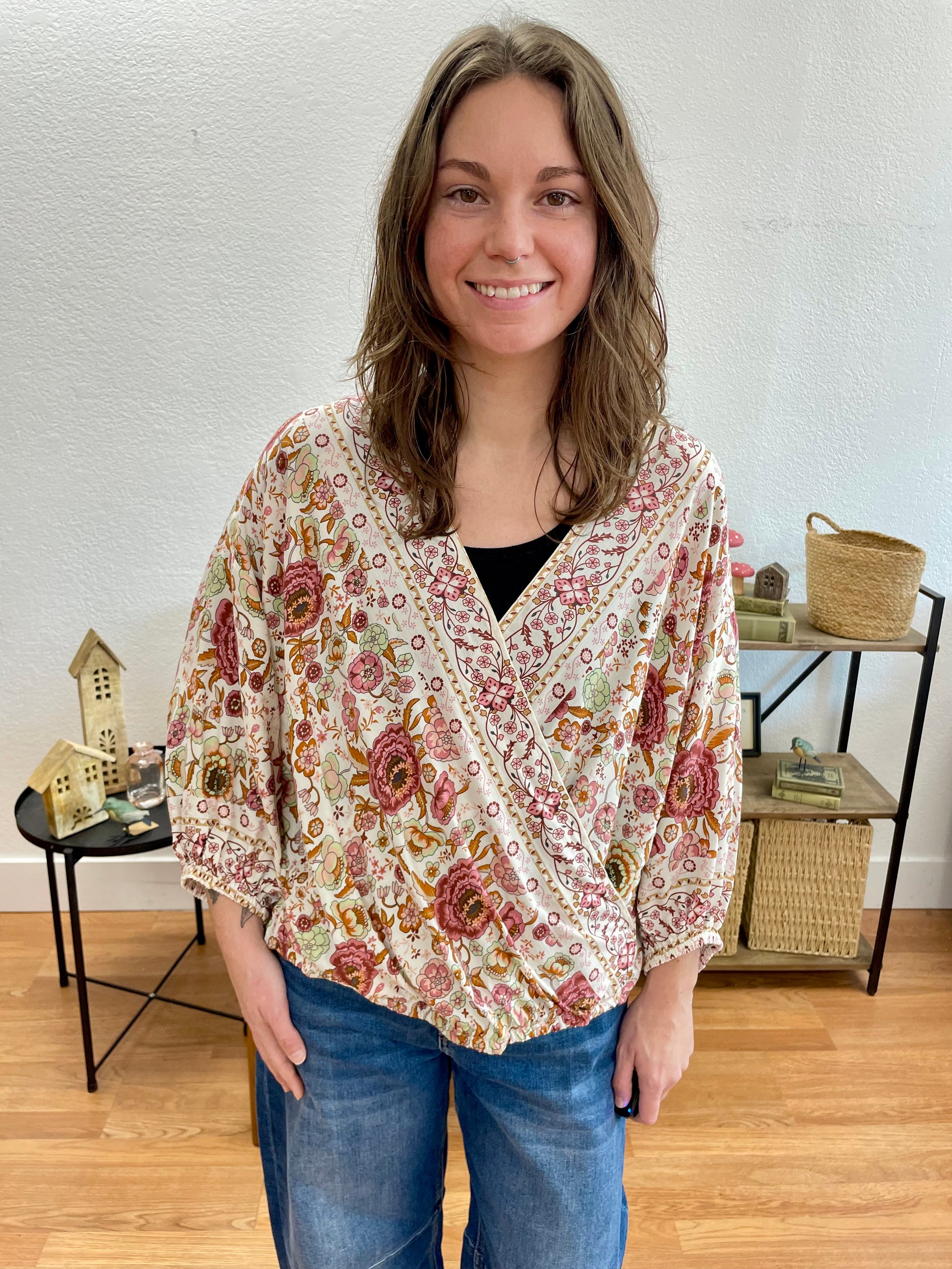 Floral Wrap Blouse - Terra Cottage