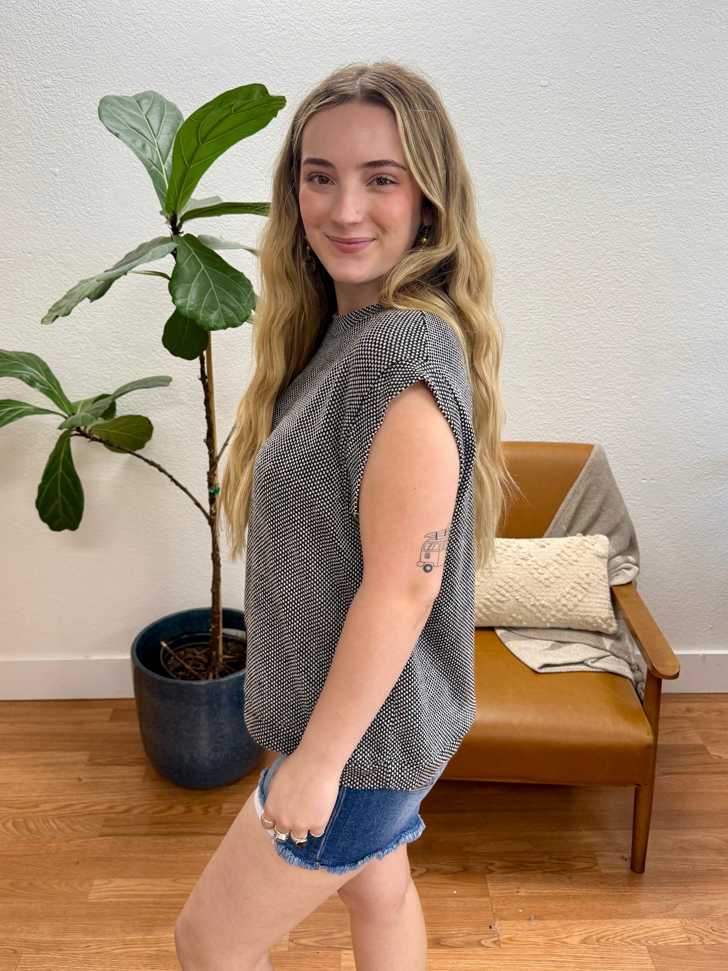 Black Dolman Two Tone Top