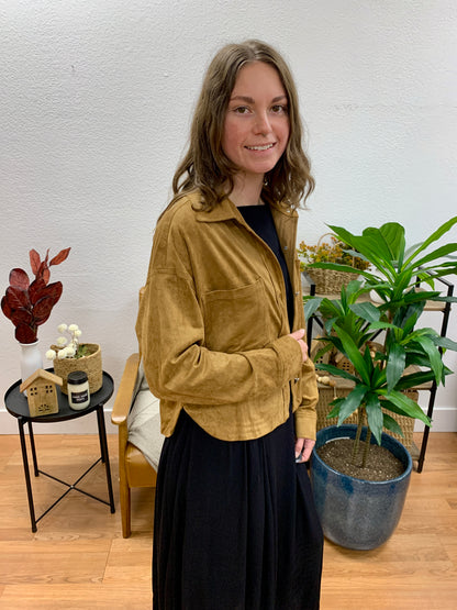 Camel Suede Relaxed Jacket