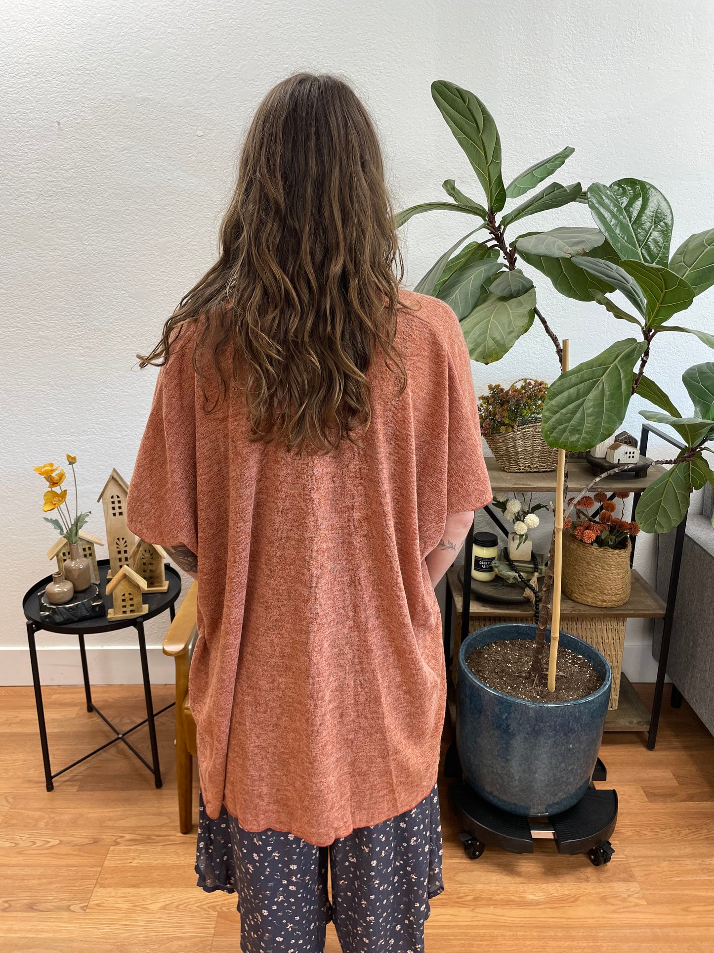 Rust Short Sleeve Cardigan