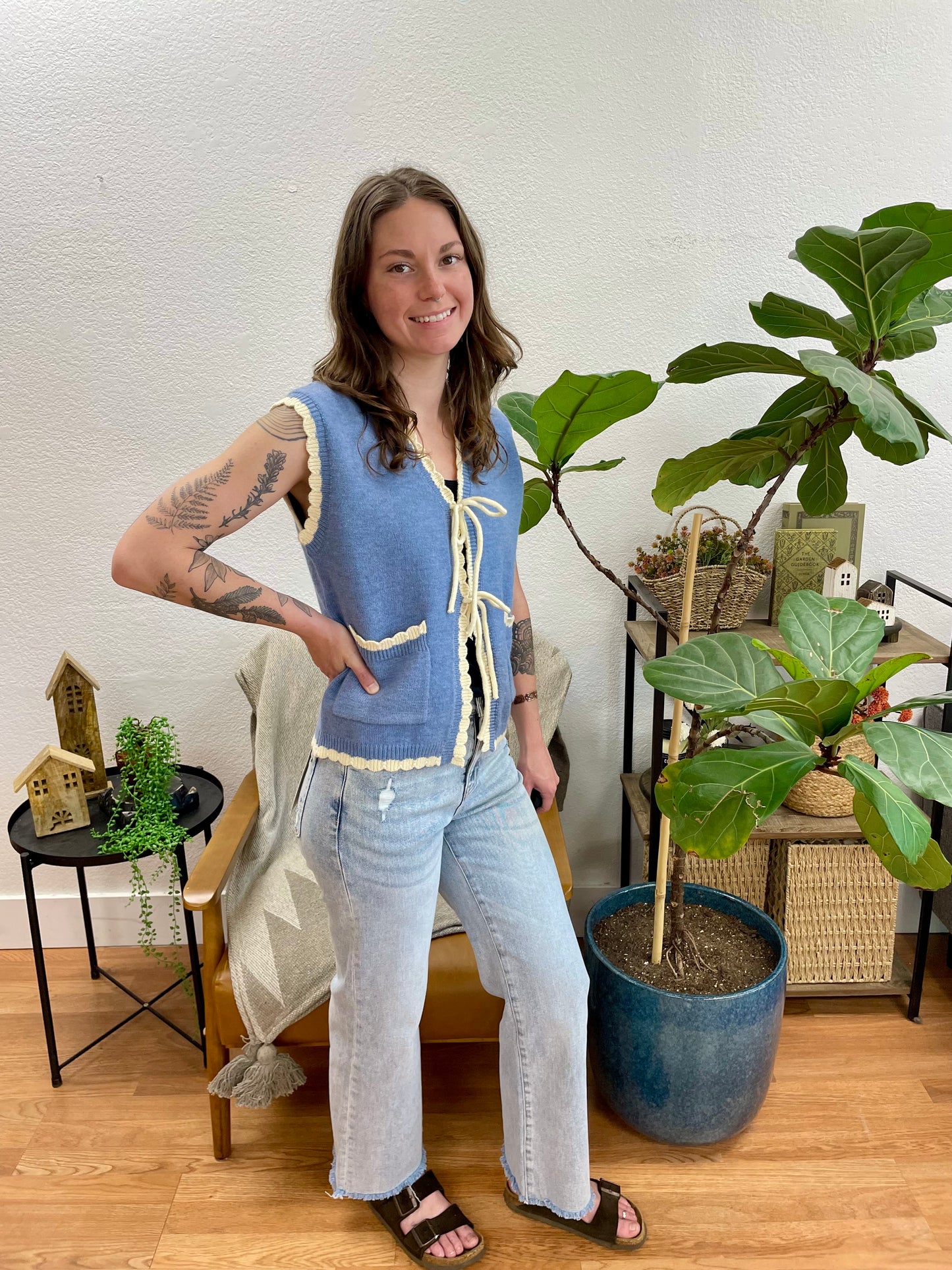 Mica Electric Blue Ankle Wide Leg Jeans