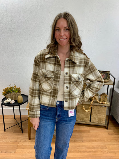 Cocoa Cropped Plaid Jacket