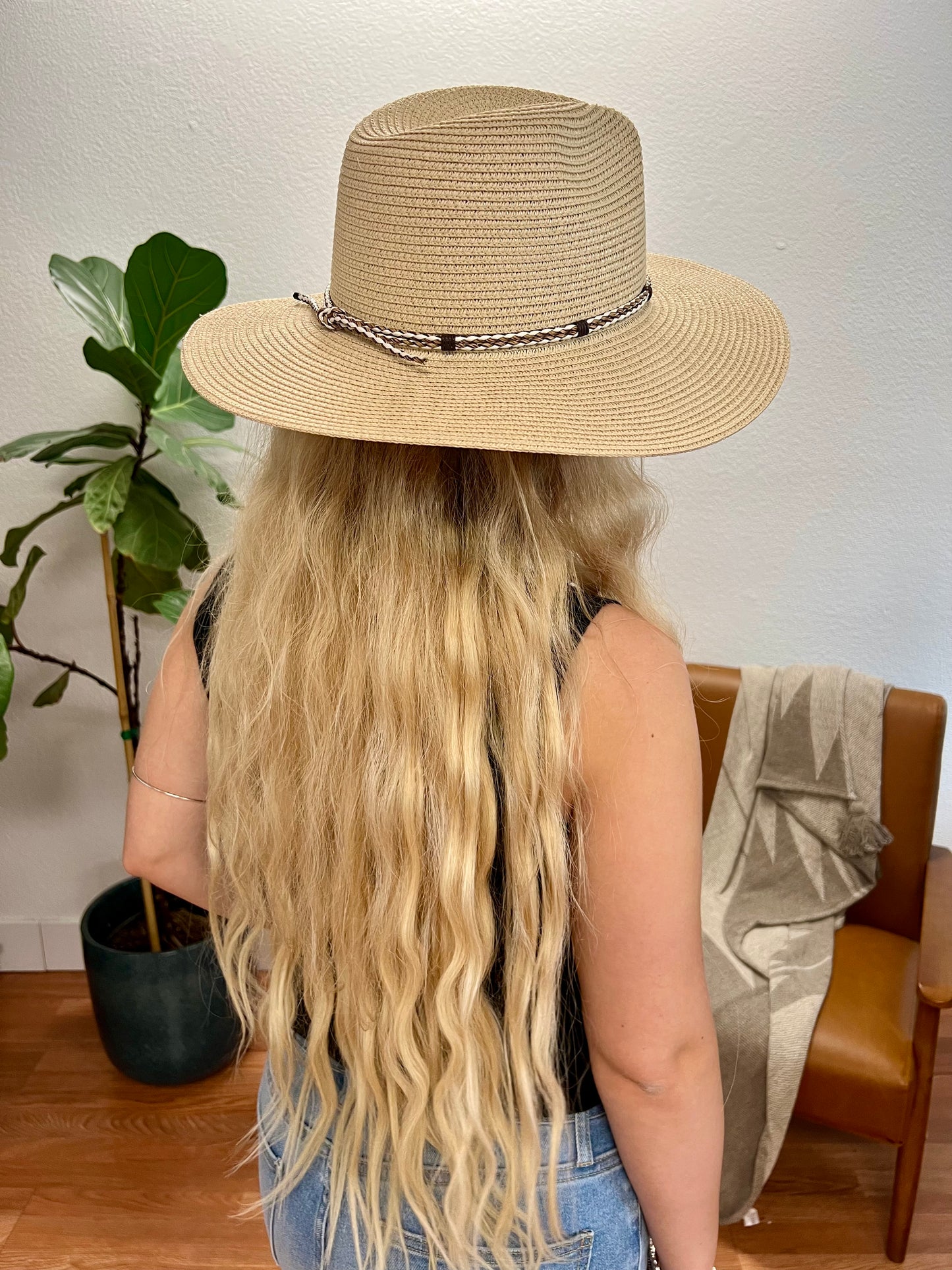 Natural Braided Double Band Panama Hat