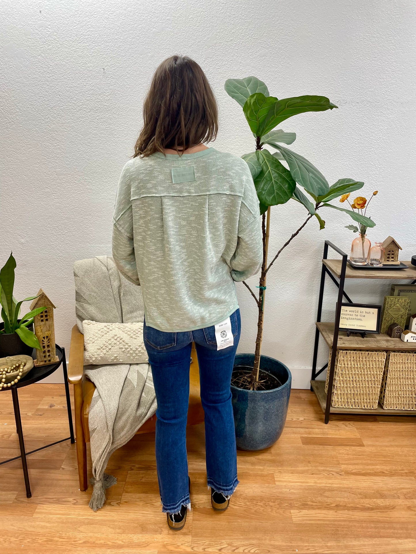 Risen Dark Wash Cropped Straight Leg Jeans