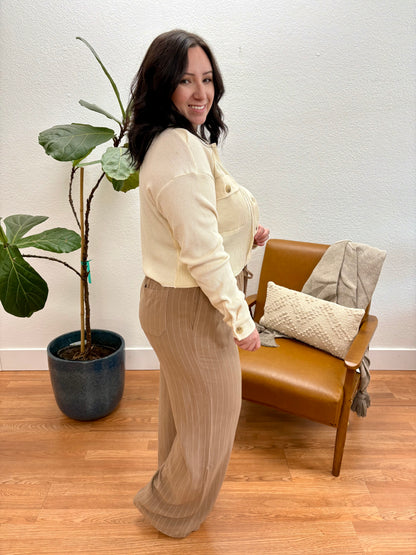 Almond Washed Waffle Knit Jacket