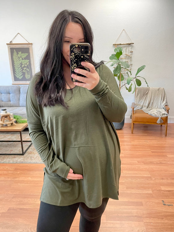 Olive High Low Dolman Tunic
